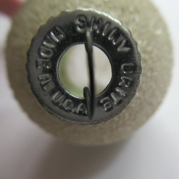 Shiny Brite Glass Christmas Ornament Teardrop & Round Mica Green Striped Vintage - Picture 6 of 12